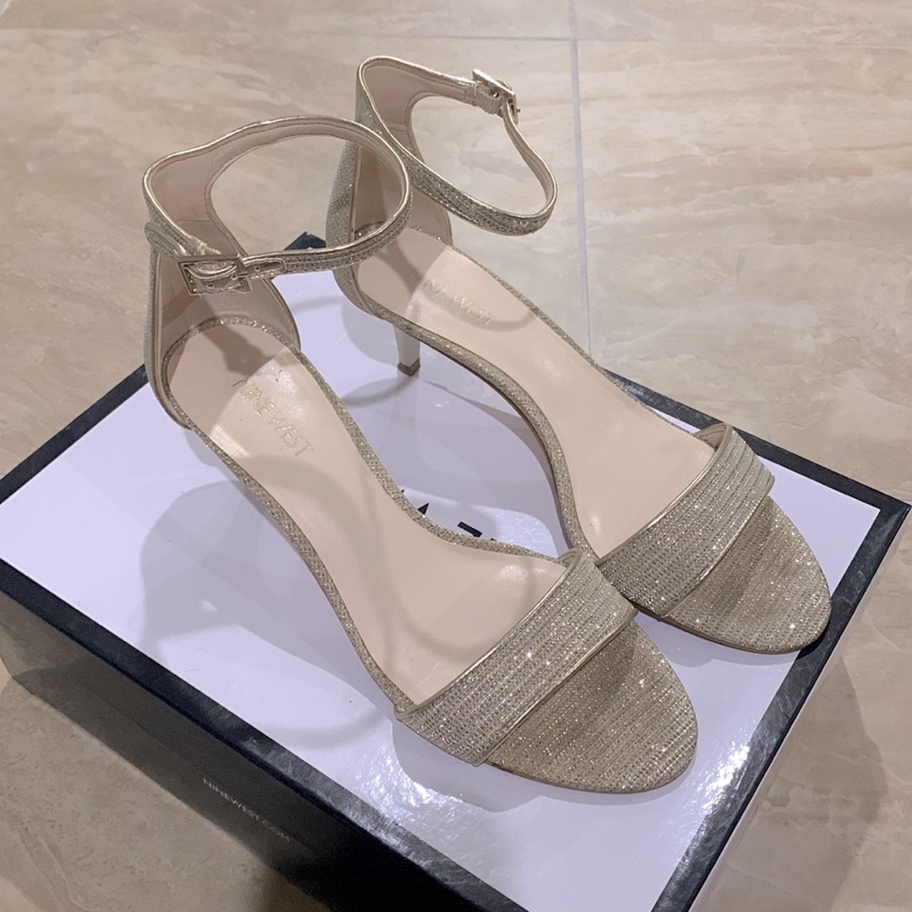 Nine West Gold Ankle Strap Heels